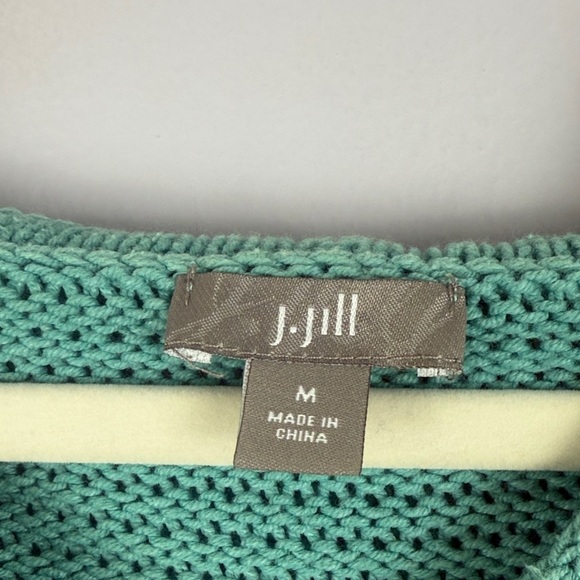 J. Jill Beachy Resort Wear Cotton Blend Teal Short Sleeve Medium Knit Hoodie - Picture 3 of 11
